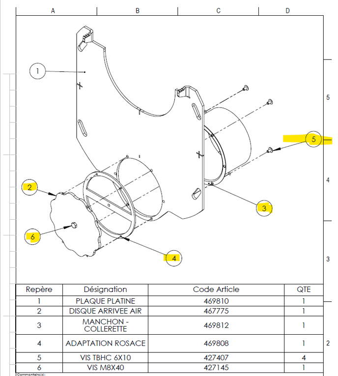 Pax air inlet exploded view