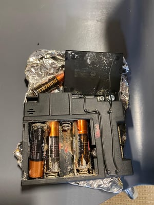 melted battery compartment